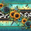 Teal sunflowers and cow print